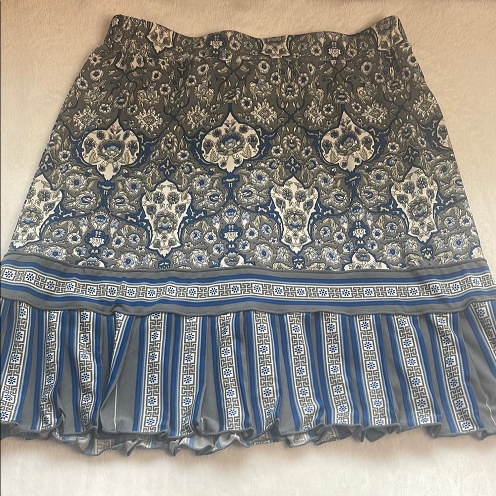 Max‎ Studio Blue and Gray Patterned Mini Skirt